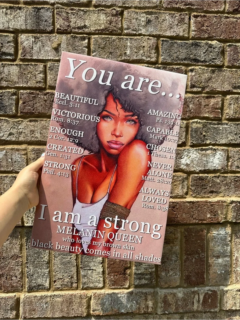 You Are... I Am a Strong Melanin Queen Wall Art - Pink